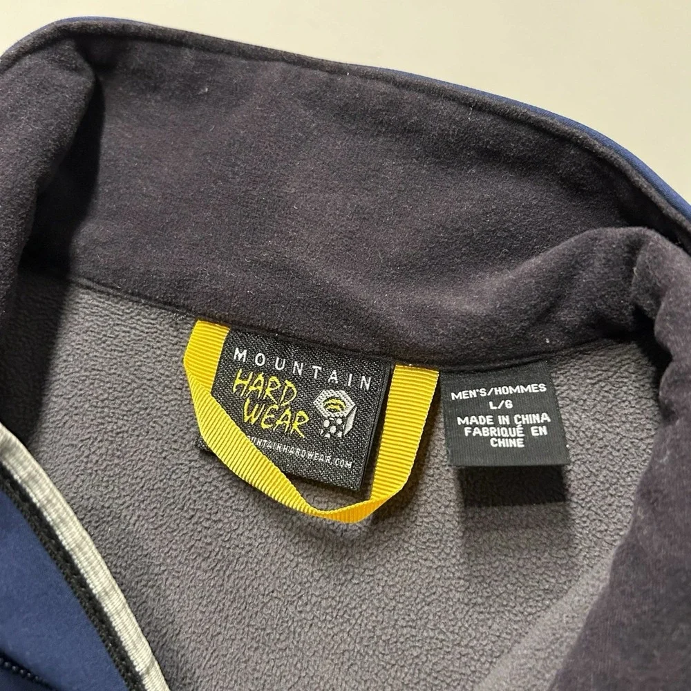 Mens Mountain Hardwear Softshell Jacket Large Navy Full Zip Fleece Lined Coat - Picture 4 of 10